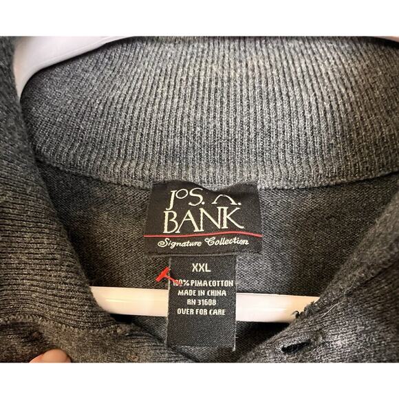 Jos A Banks Sweater Men's XXL Gray Pima Cotton Quarter Button Pull Over Preppy - Picture 3 of 10
